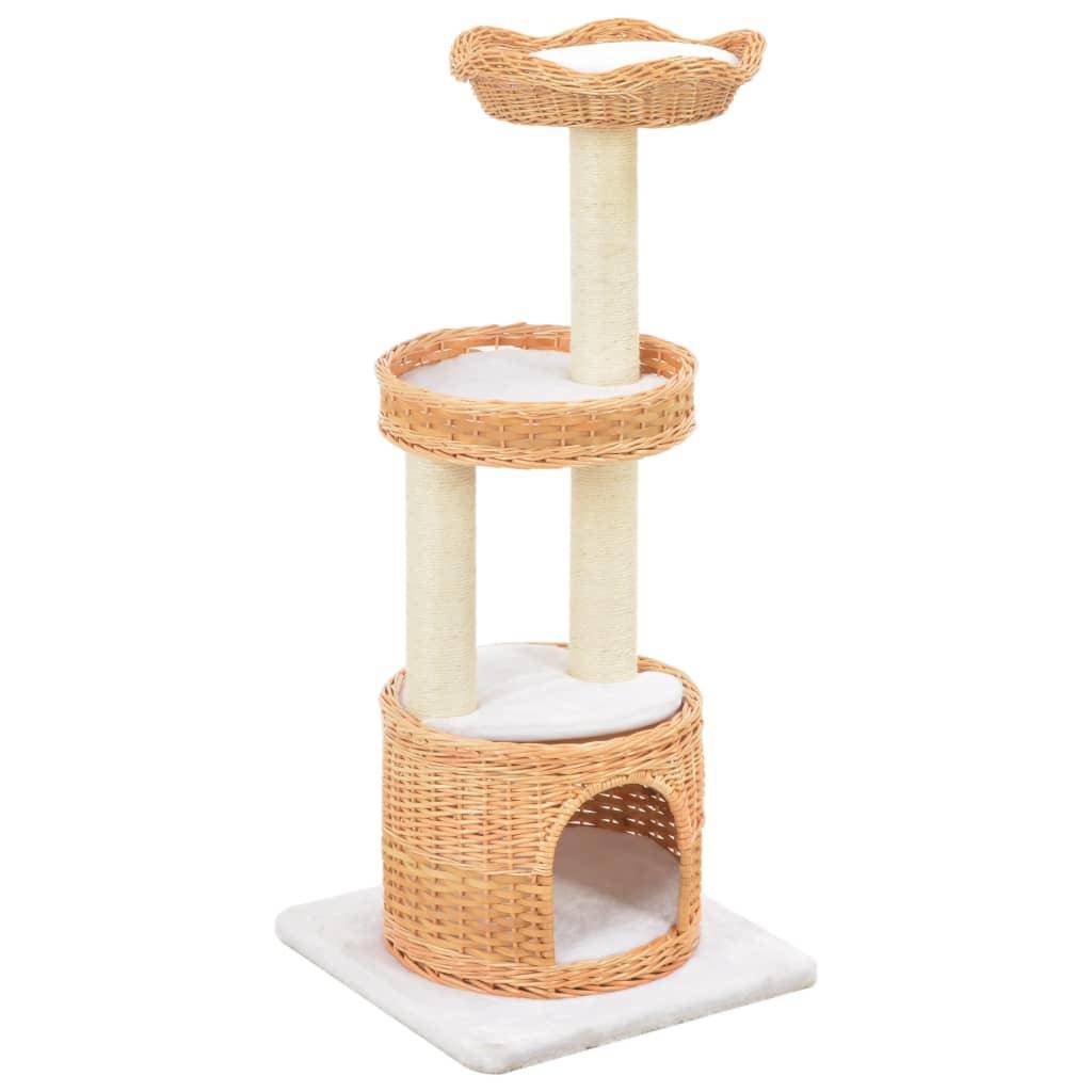 Helloshop26 - Arbre à chat griffoir grattoir niche jouet animaux peluché en sisal naturel bois de saule - Image 1