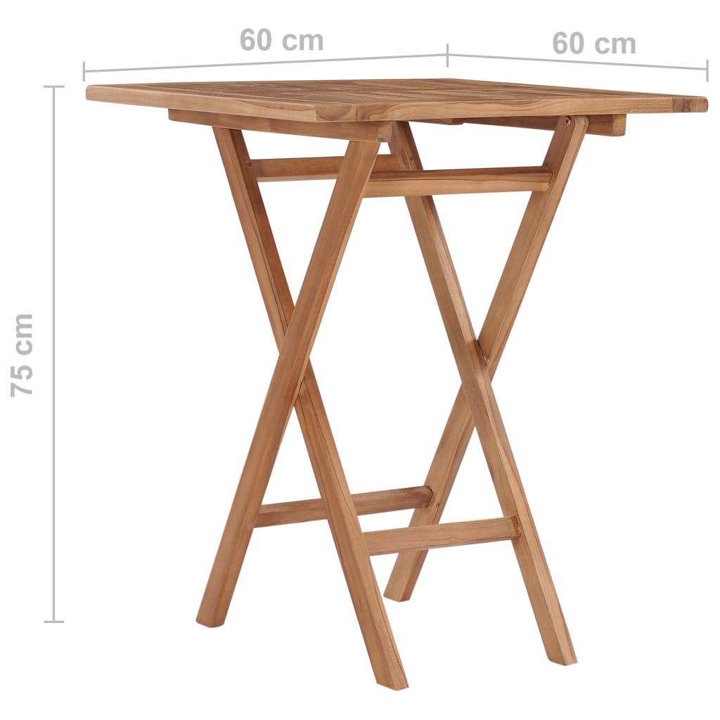 Table de Bistrot Carrée Pliante 60x60 cm en Teck Naturel, Mobilier de Jardin Durable – ComfortXL Outdoor Living - Image 7