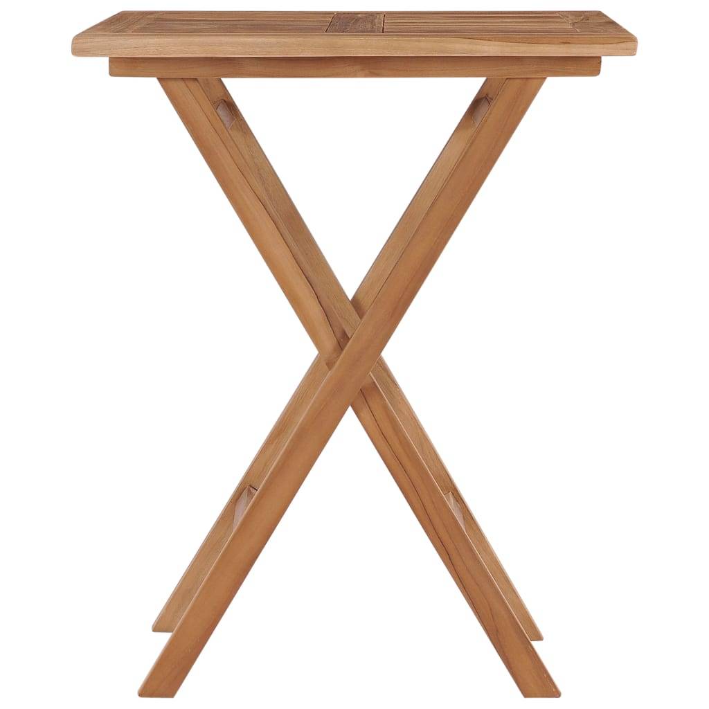 Table de Bistrot Carrée Pliante 60x60 cm en Teck Naturel, Mobilier de Jardin Durable – ComfortXL Outdoor Living - Image 2