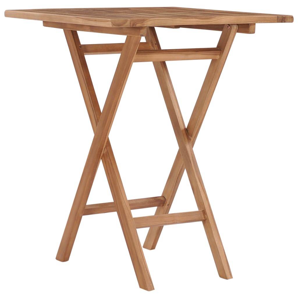 Table de Bistrot Carrée Pliante 60x60 cm en Teck Naturel, Mobilier de Jardin Durable – ComfortXL Outdoor Living - Image 1