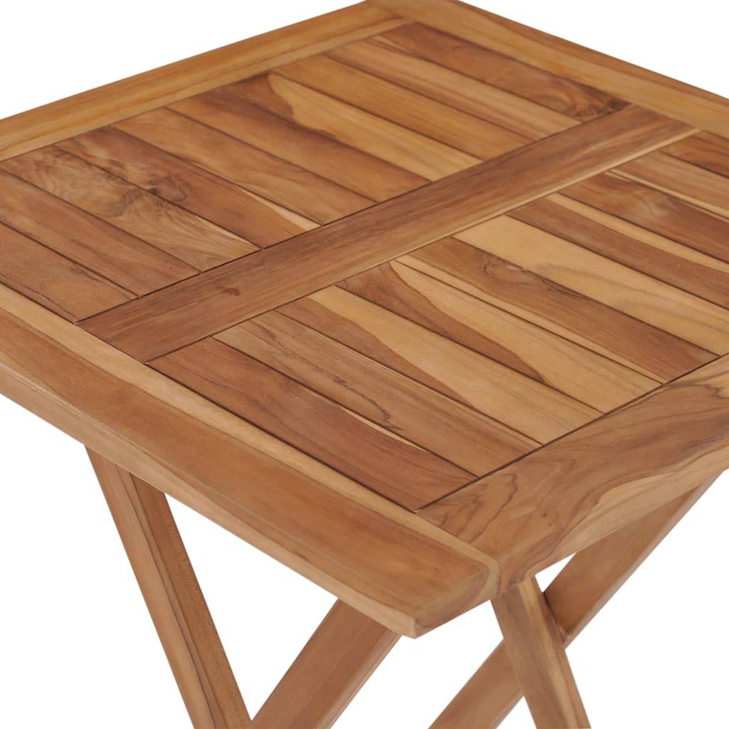 Table de Bistrot Carrée Pliante 60x60 cm en Teck Naturel, Mobilier de Jardin Durable – ComfortXL Outdoor Living - Image 6