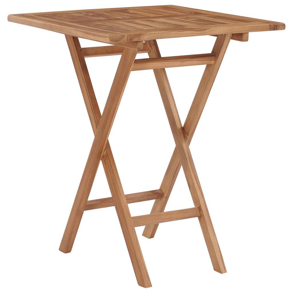 Table de Bistrot Carrée Pliante 60x60 cm en Teck Naturel, Mobilier de Jardin Durable – ComfortXL Outdoor Living - Image 3
