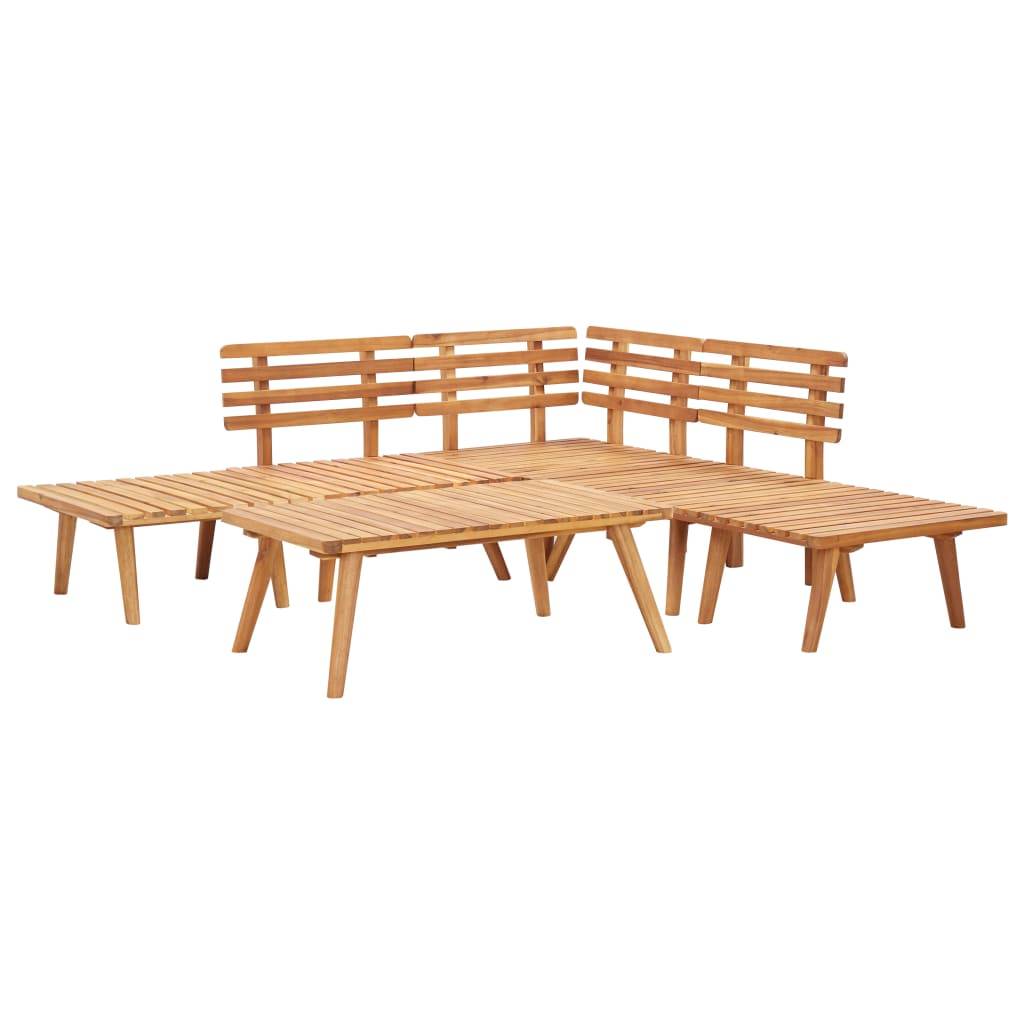Helloshop26 - Salon de jardin meuble d'extérieur ensemble de mobilier 6 pièces bois d'acacia massif - Image 3