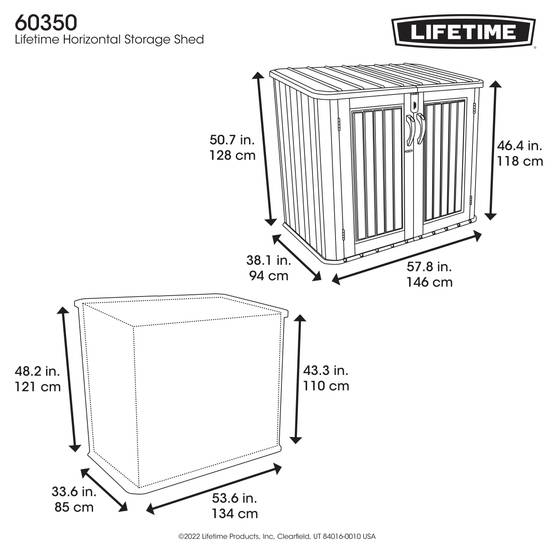Lifetime - Abri resine horizontal 1300L/1.38m3 verrouillable LIFETIME #60350 - Image 8