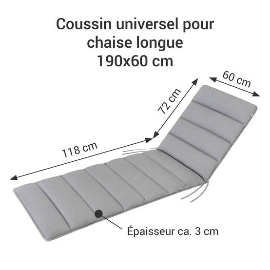 Coussin de Transat FlAIR - gris clair - 190x60cm - Image 6