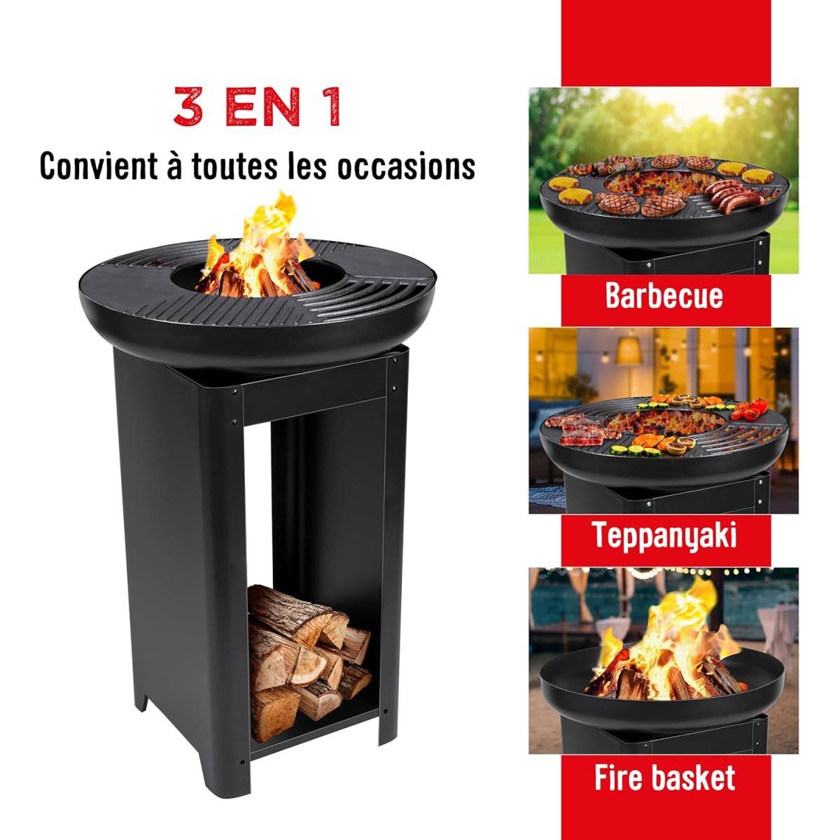 Barbecue à charbon de bois Brasero Teppanyaki Ø 61 x H90 cm BBQ COLLECTION - Image 2