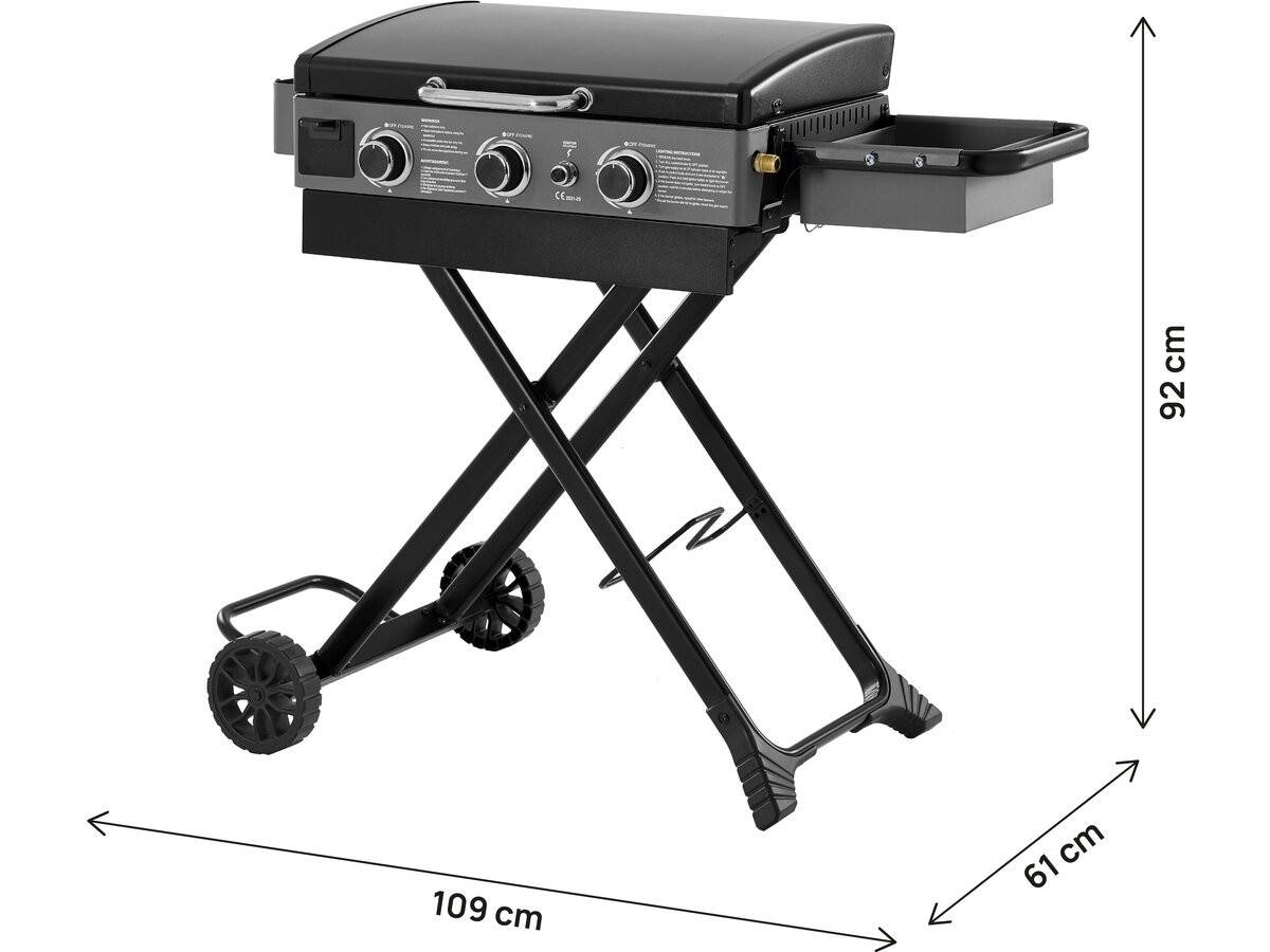 Plancha à Gaz Avec Chariot Pliable Et Portable "firo" - 7,5 Kw - Noir -habitat Et Jardin - Image 4