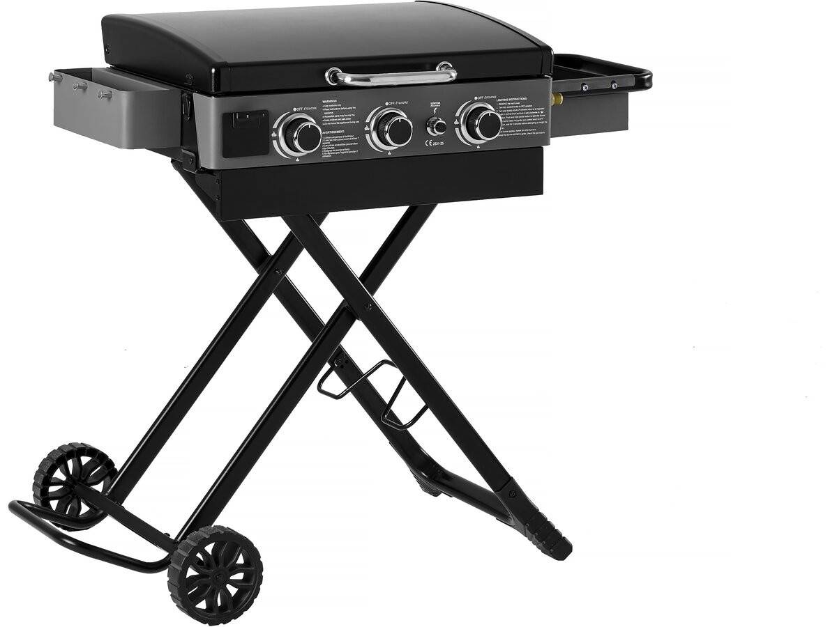Plancha à Gaz Avec Chariot Pliable Et Portable "firo" - 7,5 Kw - Noir -habitat Et Jardin - Image 1