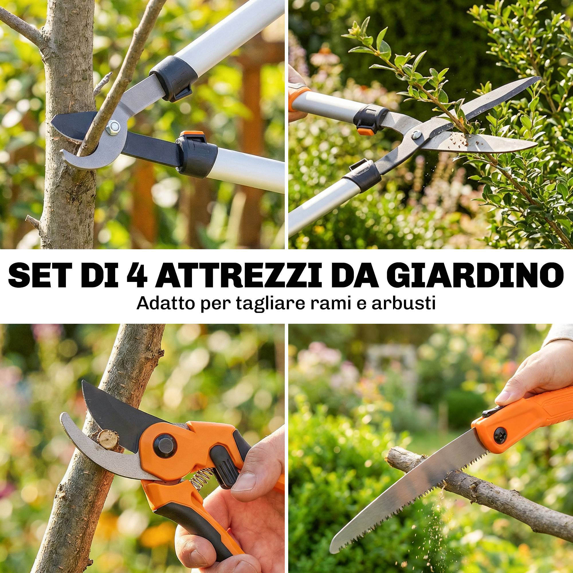 ComfortXL - Kit de jardinage 4 outils en aluminium et acier argenté pour tailler haies et arbustes avec lames anticorrosion - Image 4