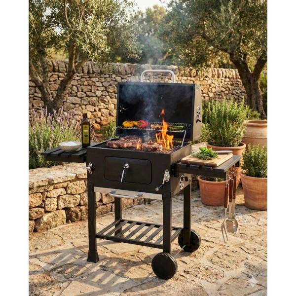Barbecue charbon - Cookingbox - Clark - Ventilation réglable - Grille de cuisson en fonte - Acier et finitions inox - Image 2
