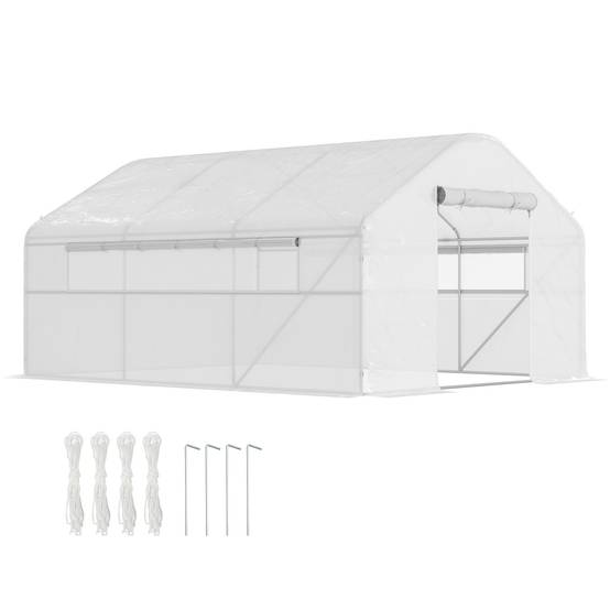 Serre Tunnel de Jardin 12m² Acier Galvanisé 6 Fenêtres Aération Optimale 4x3x2m Blanc - ComfortXL Outdoor Living - Image 1