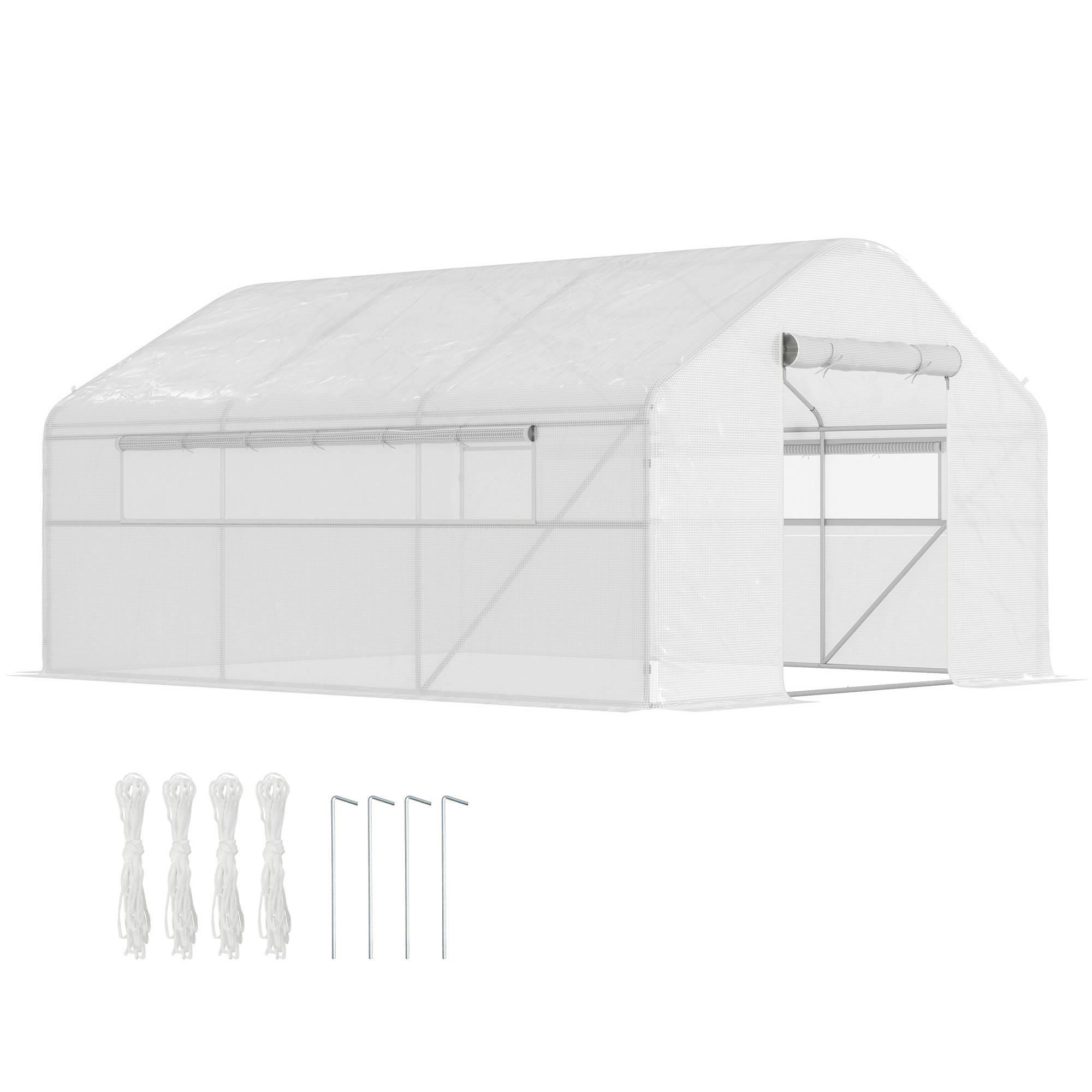 Serre Tunnel de Jardin 12m² Acier Galvanisé 6 Fenêtres Aération Optimale 4x3x2m Blanc - ComfortXL Outdoor Living - Image 1