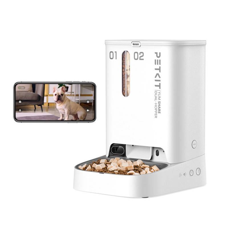 YumShare Dual-hopper distributeur de croquettes automatique connecté double avec caméra 5L Petkit