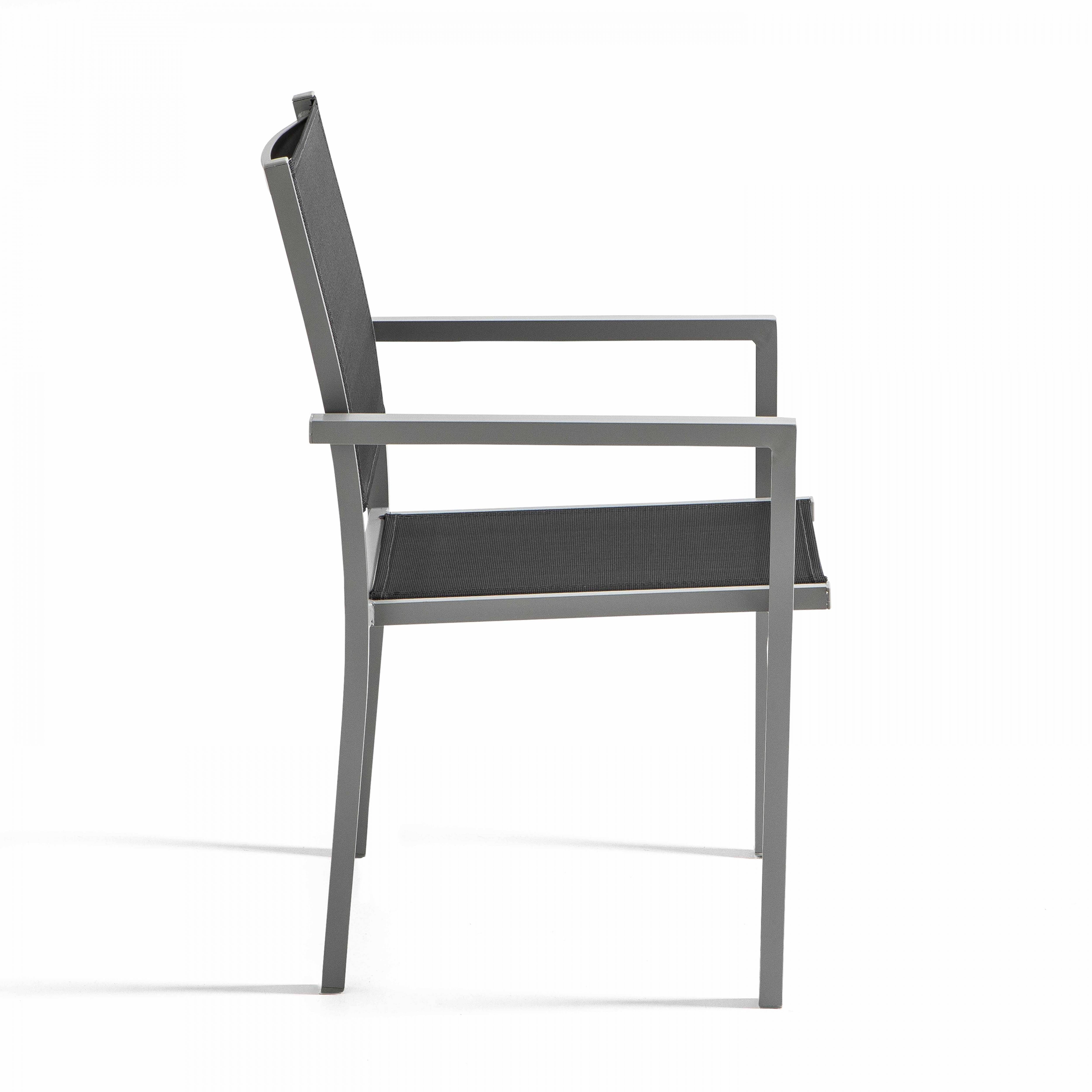Oviala - Lot de 2 fauteuils de jardin en aluminium et textilène gris Ajaccio - Oviala - Image 4