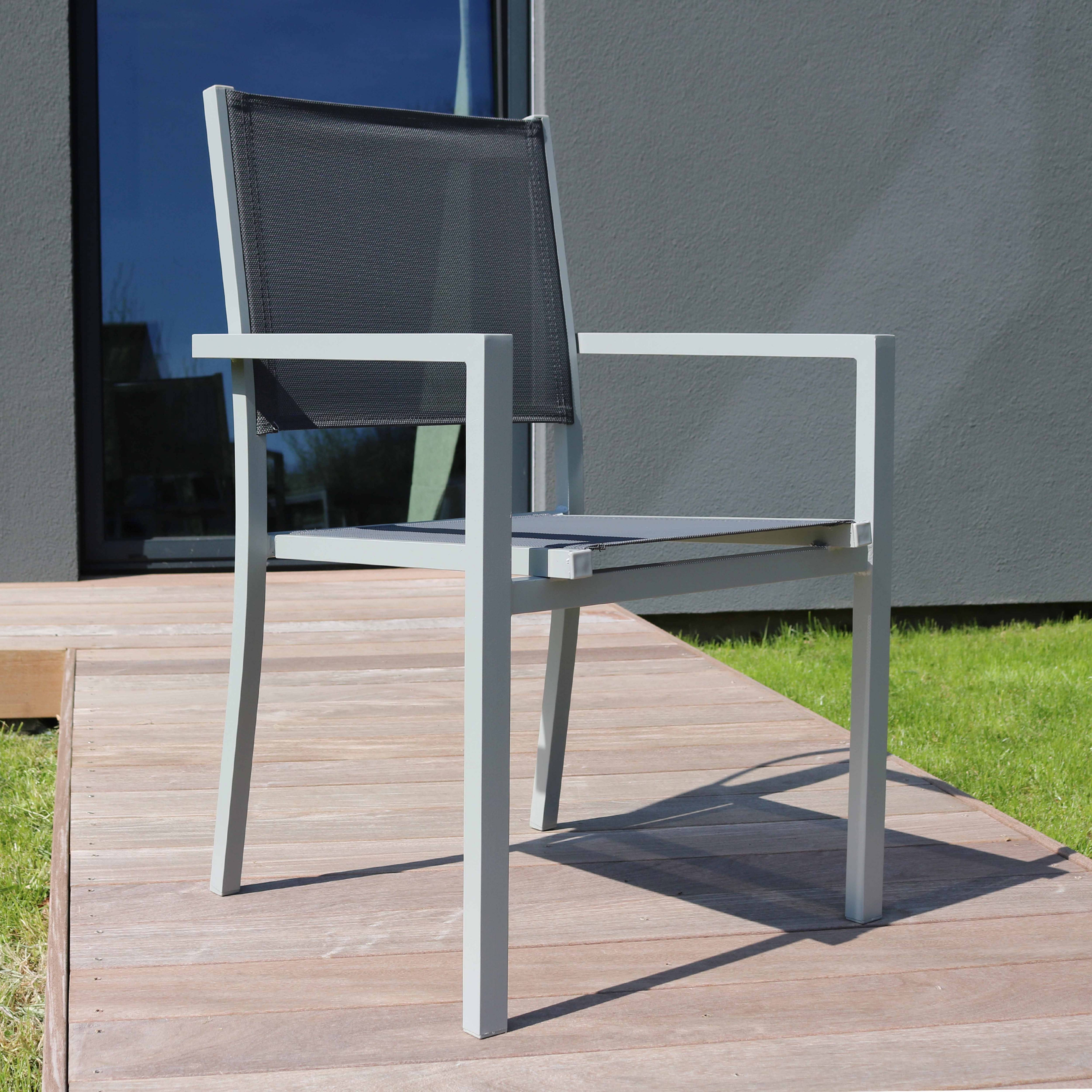 Oviala - Lot de 2 fauteuils de jardin en aluminium et textilène gris Ajaccio - Oviala - Image 6