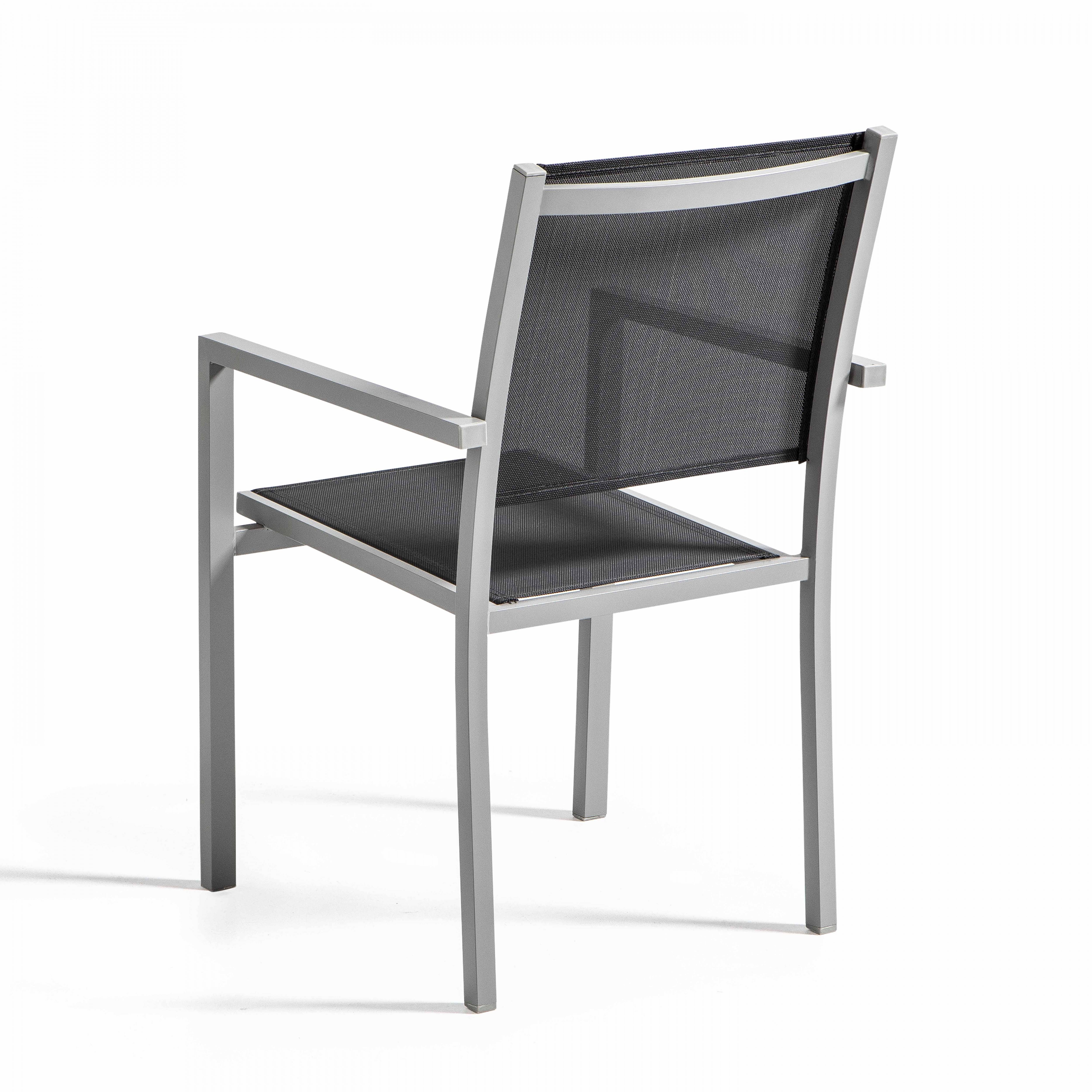 Oviala - Lot de 2 fauteuils de jardin en aluminium et textilène gris Ajaccio - Oviala - Image 3