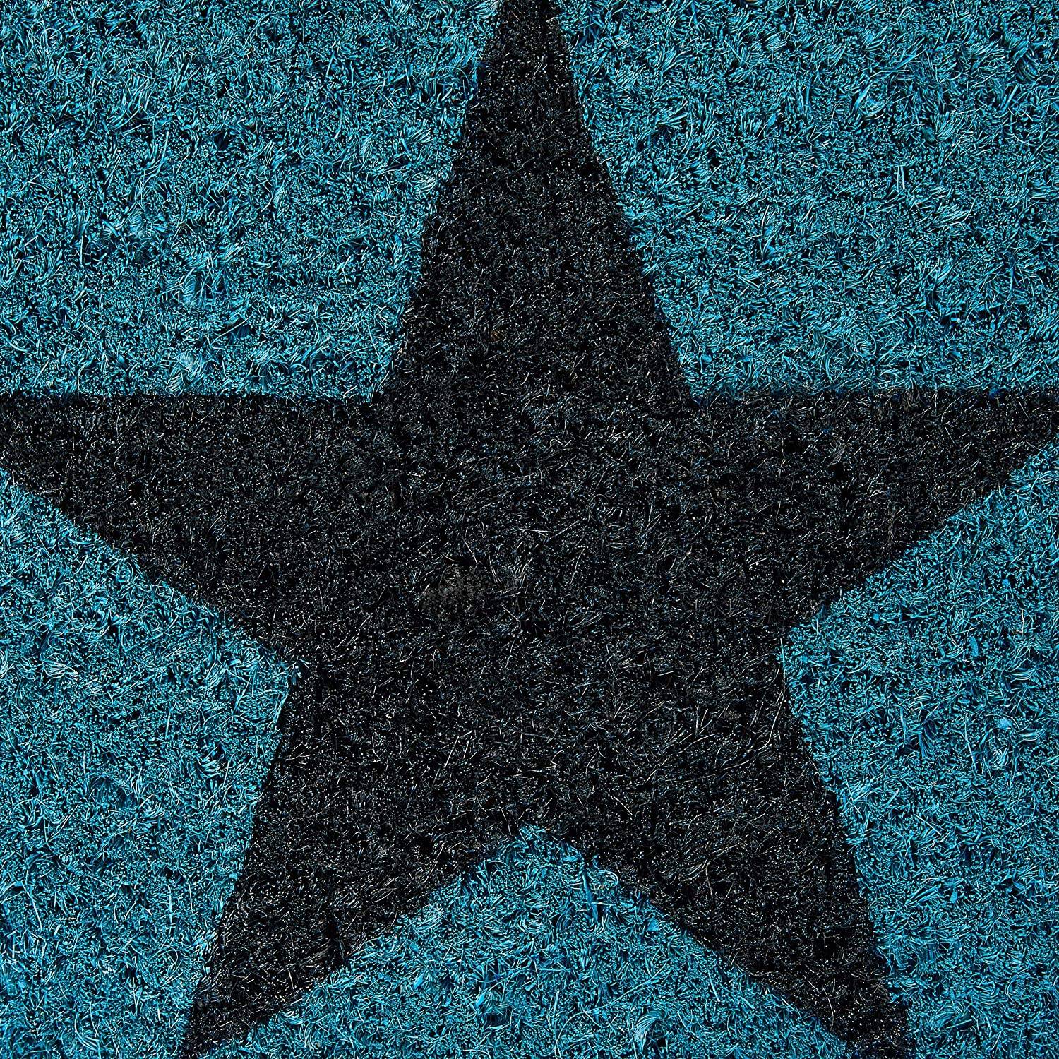 Paillasson tapis de sol porte d’entrée essuie-pieds étoiles fibres de coco bleu - Image 3