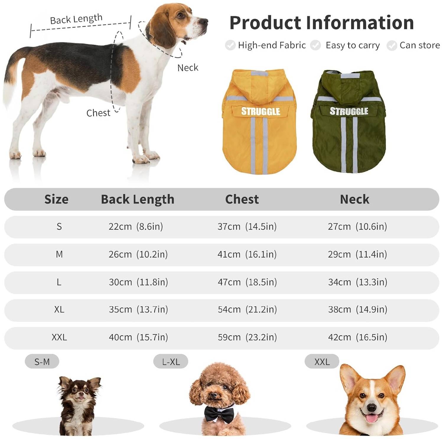 Manteau de pluie visible pour chien jaune fluo taille M sécurité - Lytech - Image 3