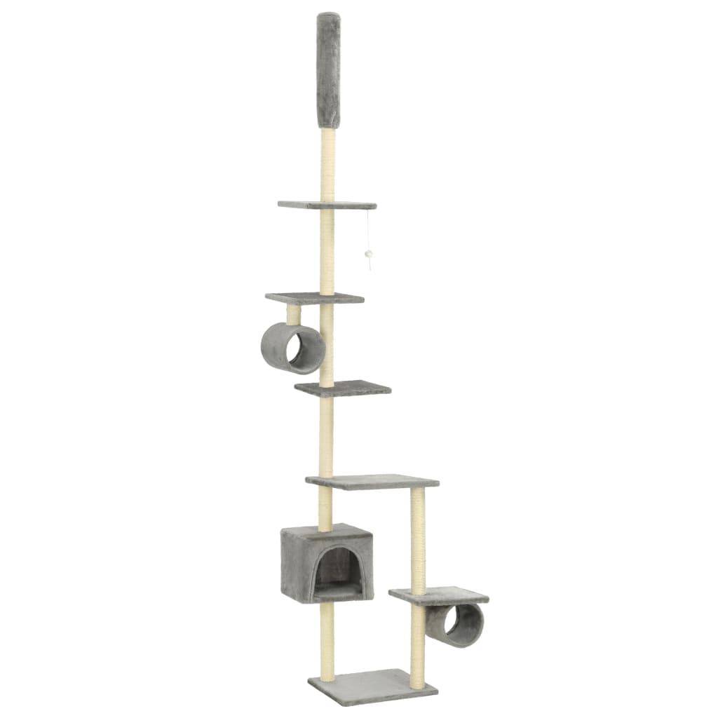 Helloshop26 - Arbre à chat griffoir grattoir niche jouet animaux peluché en sisal 260 cm gris - Image 2