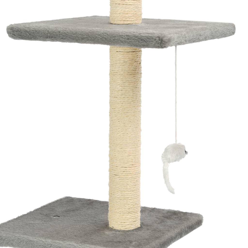 Helloshop26 - Arbre à chat griffoir grattoir niche jouet animaux peluché en sisal 260 cm gris - Image 4
