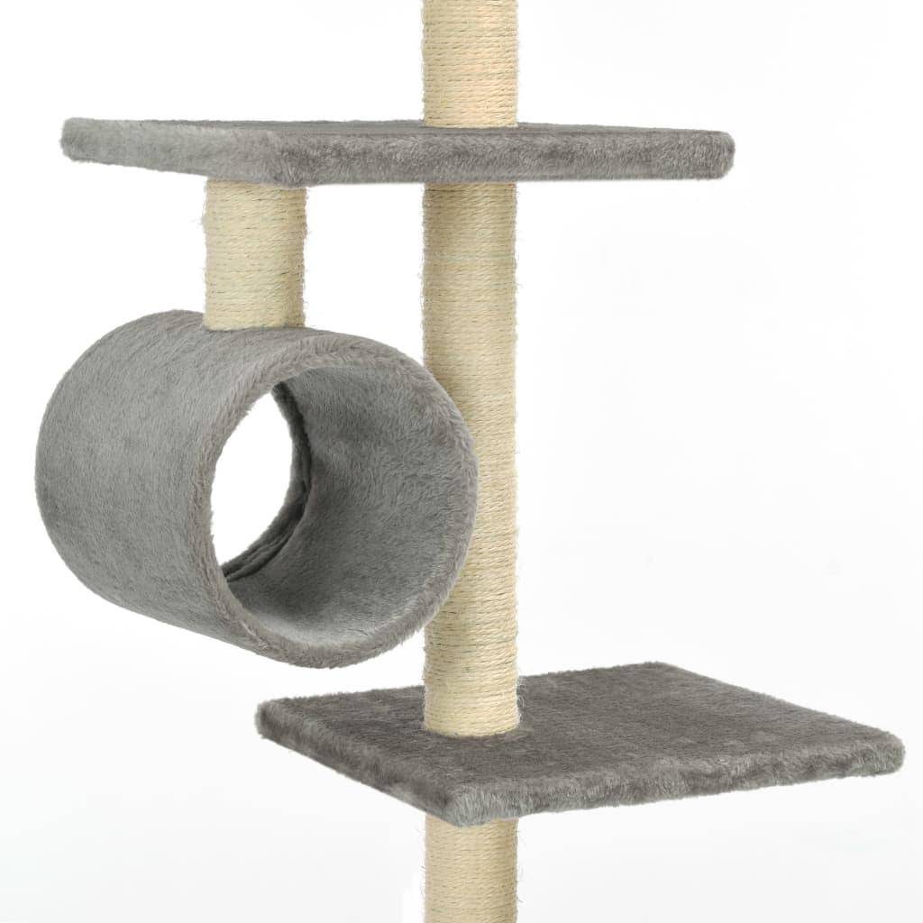 Helloshop26 - Arbre à chat griffoir grattoir niche jouet animaux peluché en sisal 260 cm gris - Image 5