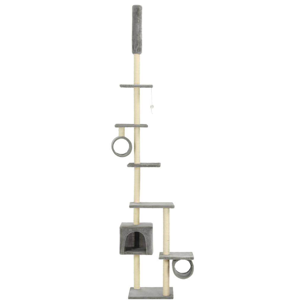 Helloshop26 - Arbre à chat griffoir grattoir niche jouet animaux peluché en sisal 260 cm gris - Image 3