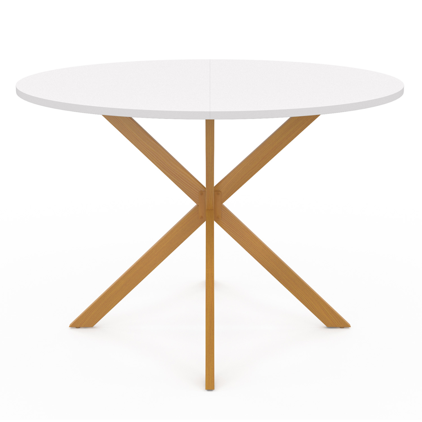 Table à manger ronde ALIX 6 personnes pied araignée bois plateau blanc GISELE 110 cm - Image 3