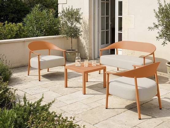 Salon De Jardin En Métal Et Plastique "céora" - 4 Places - Orange -habitat Et Jardin - Image 2