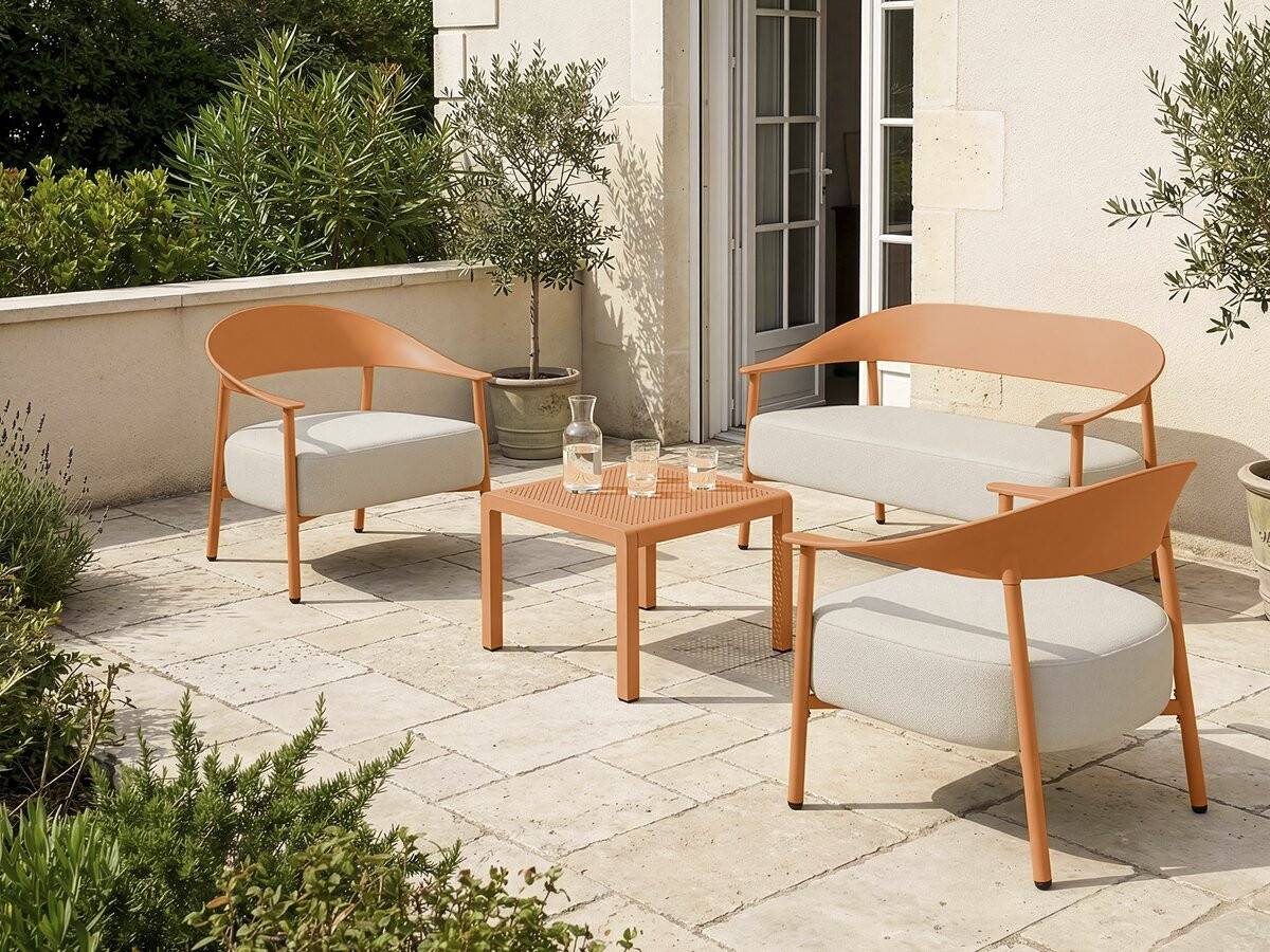Salon De Jardin En Métal Et Plastique "céora" - 4 Places - Orange -habitat Et Jardin - Image 2