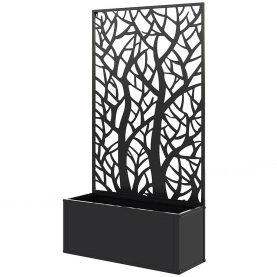 Jardinière avec treillis métal balcon grimpantes paravent extérieur 61x113cm noir - ComfortXL Outdoor Living - Image 2