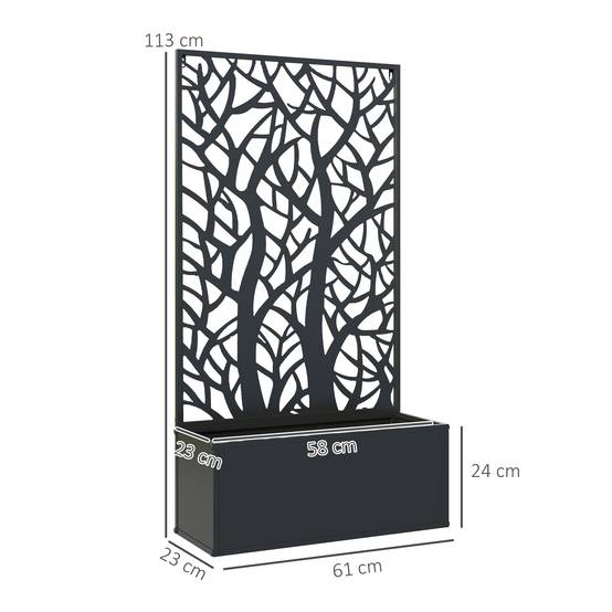 Jardinière avec treillis métal balcon grimpantes paravent extérieur 61x113cm noir - ComfortXL Outdoor Living - Image 5