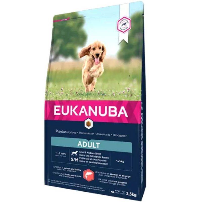 Eukanuba - CROQUETTES CHIEN ADULT SAUMON SMALL / MEDIUM - EUKANUBA 2,5 kg