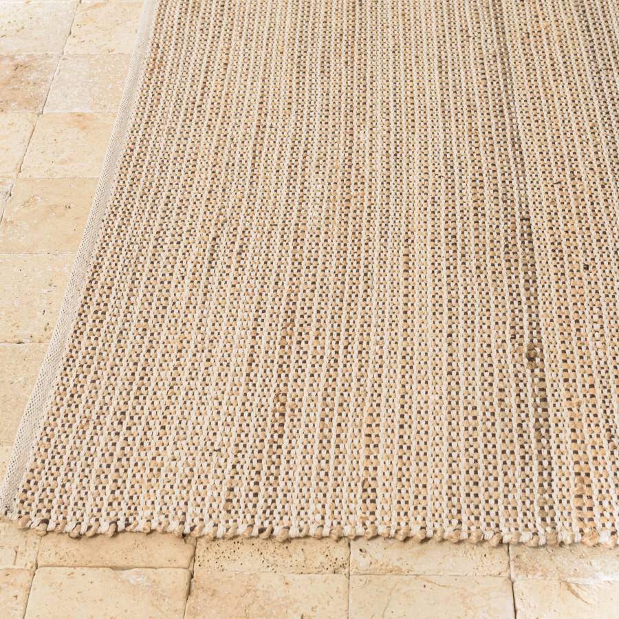 QUENTIN - Tapis rect. 160x230cm jute et coton couleur sable/ivoire/noir - Image 3