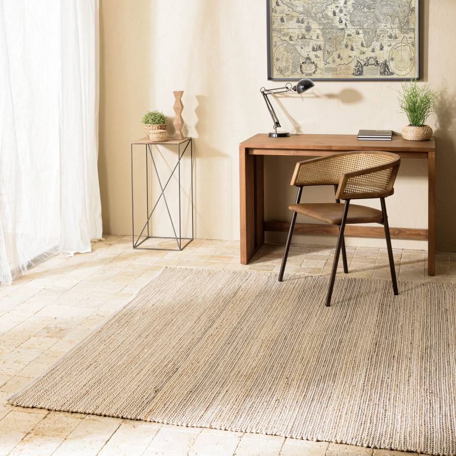 QUENTIN - Tapis rect. 160x230cm jute et coton couleur sable/ivoire/noir - Image 2