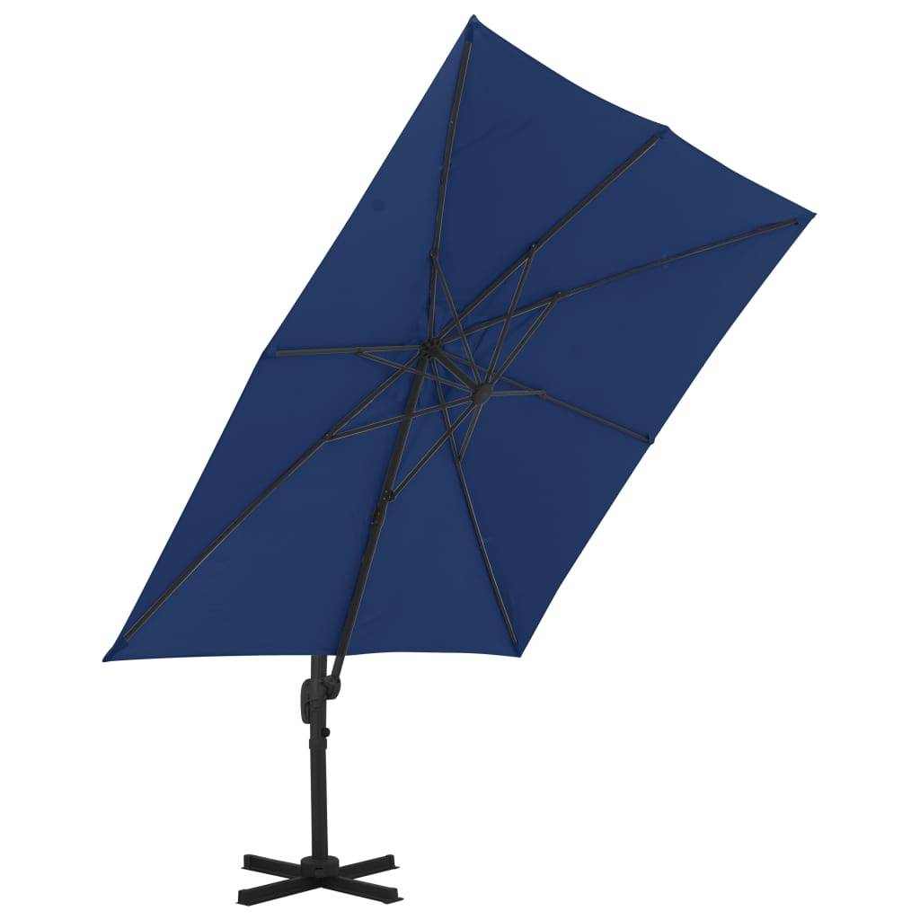 Helloshop26 - Parasol déporté avec mât en aluminium 3 x 3 m bleu azuré - Image 2