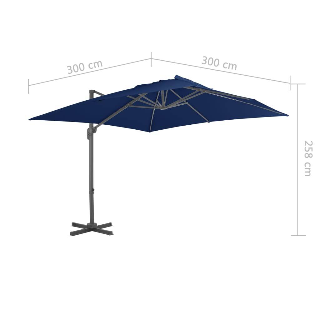 Helloshop26 - Parasol déporté avec mât en aluminium 3 x 3 m bleu azuré - Image 7
