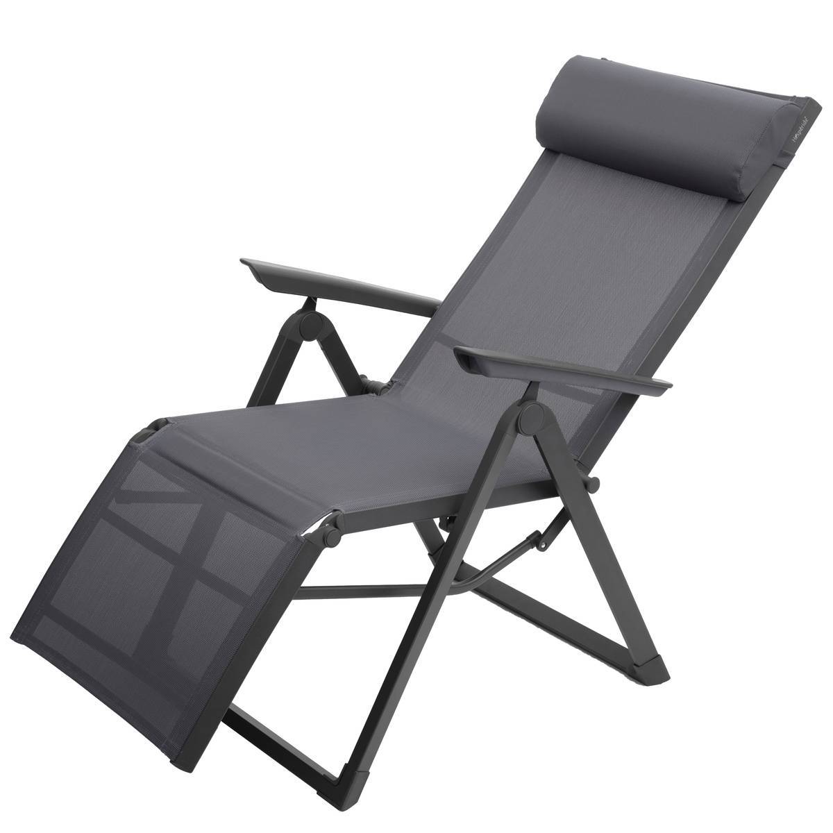 Hesperide - Fauteuil de jardin inclinable "Decima" ardoise & gris quartz 8 positions en aluminium traité époxy Hespéride - Image 2