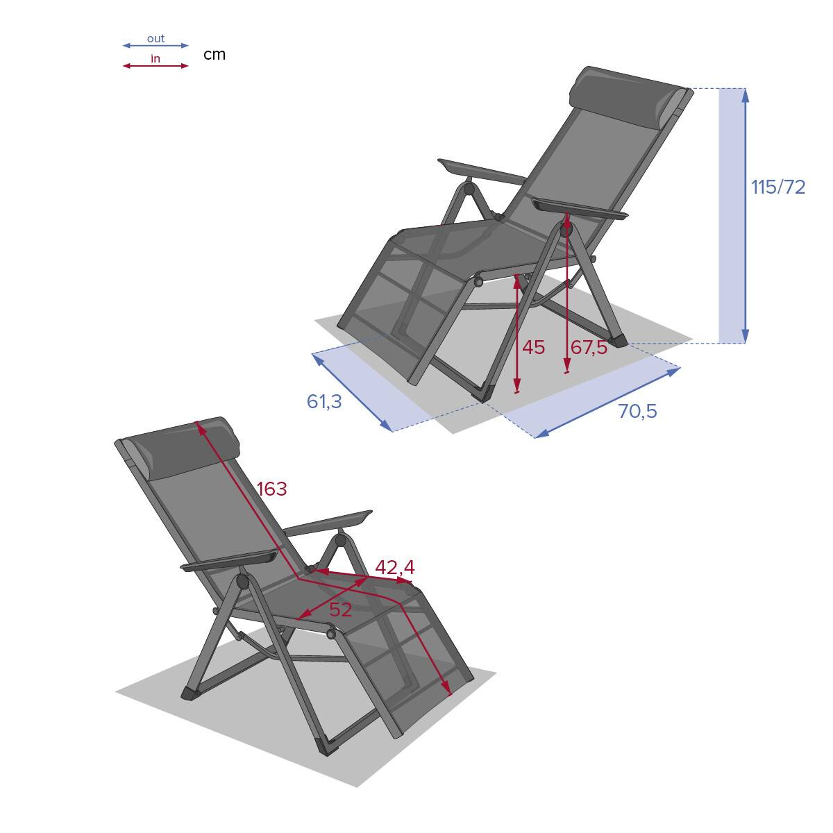 Hesperide - Fauteuil de jardin inclinable "Decima" ardoise & gris quartz 8 positions en aluminium traité époxy Hespéride - Image 7
