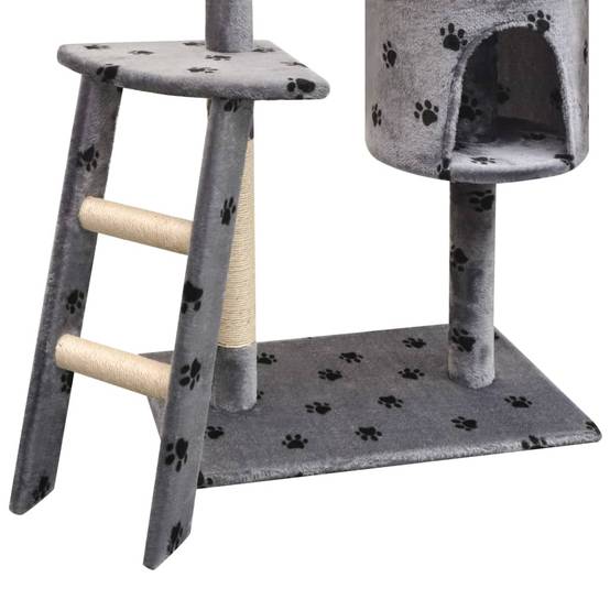 Arbre à chat - Arbre à grimper pour chat - Tour à chat et griffoir Sisal 150 cm Empreintes de pattes Gris - Image 3
