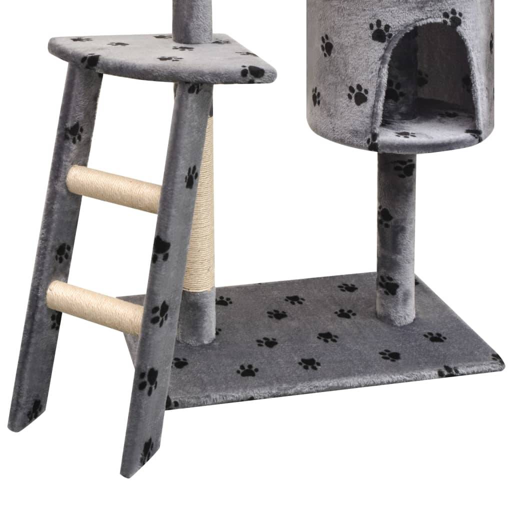 Arbre à chat - Arbre à grimper pour chat - Tour à chat et griffoir Sisal 150 cm Empreintes de pattes Gris - Image 3