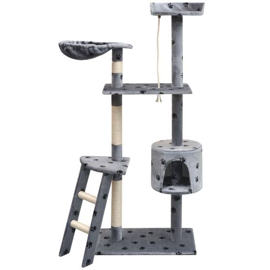 Arbre à chat - Arbre à grimper pour chat - Tour à chat et griffoir Sisal 150 cm Empreintes de pattes Gris - Image 2