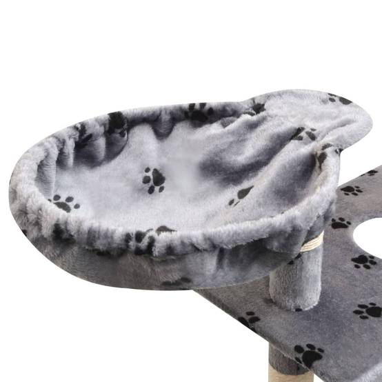 Arbre à chat - Arbre à grimper pour chat - Tour à chat et griffoir Sisal 150 cm Empreintes de pattes Gris - Image 5