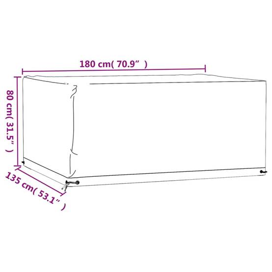 2 pcs Housses salon de jardin - Housses de protection 8œillets 180x135x80cm rectangulaire - Image 10
