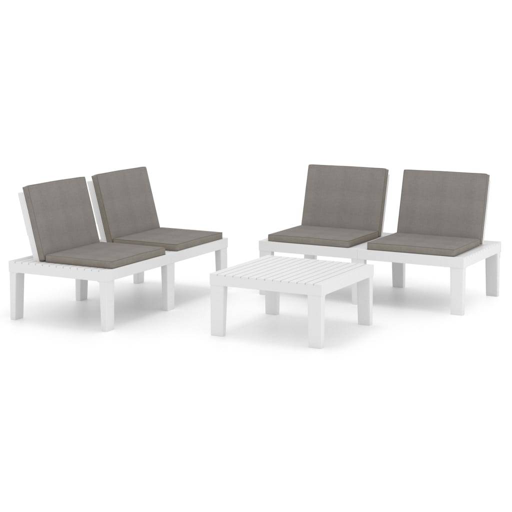 ComfortXL - Salon de jardin 3p Plastique avec Coussins pour Terrasse Extérieur Blanc – ComfortXL Outdoor Living - Image 2