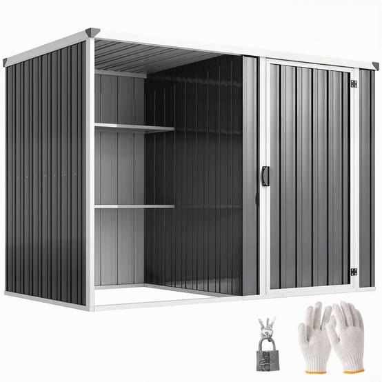 Sans Marque - Abri jardin acier galvanisé porte verrouillable 231x125x162 cm gris - Image 1
