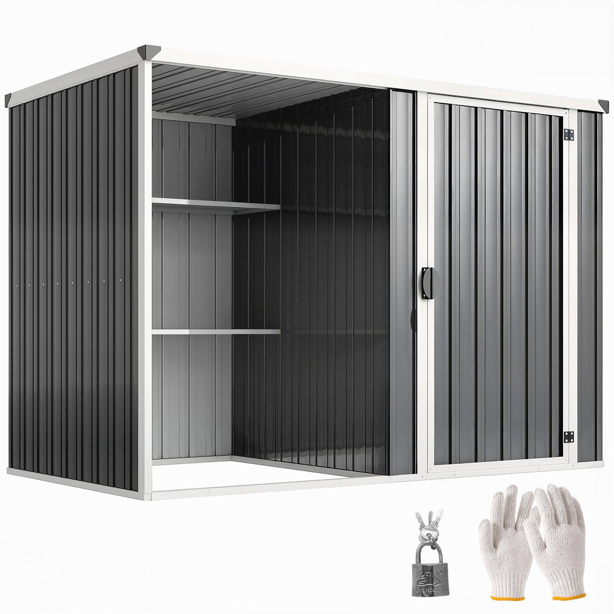 Sans Marque - Abri jardin acier galvanisé porte verrouillable 231x125x162 cm gris - Image 1