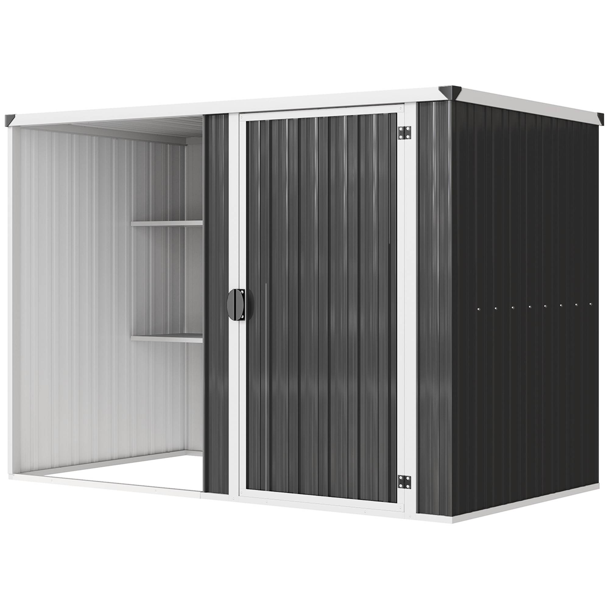 Sans Marque - Abri jardin acier galvanisé porte verrouillable 231x125x162 cm gris - Image 2