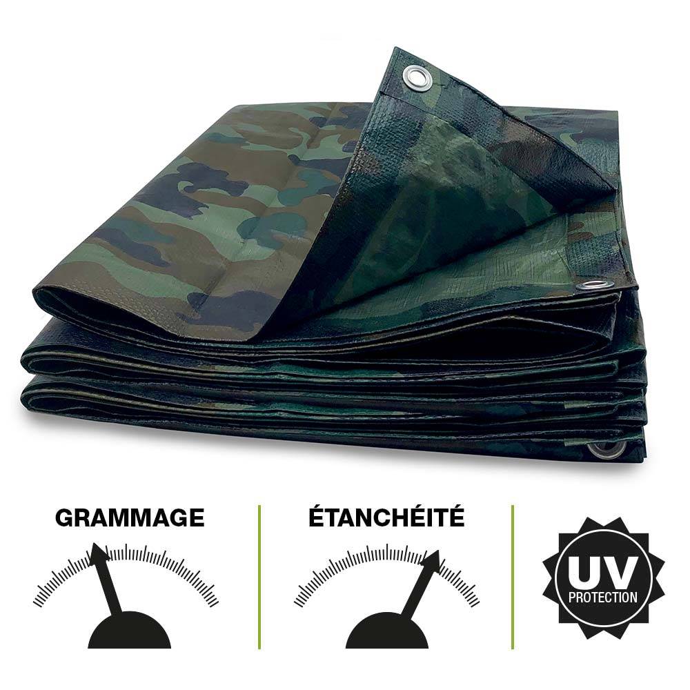Bâche camouflage militaire 130g/m2 3 x 1.8 Armée - Image 2
