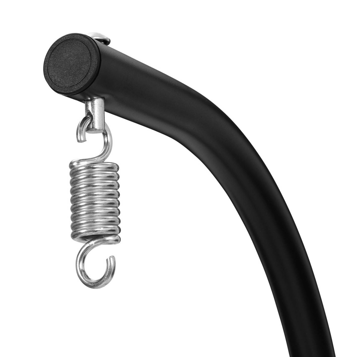 Fauteuil oeuf suspendu ajouré effet rotin avec coussin noir - Image 8