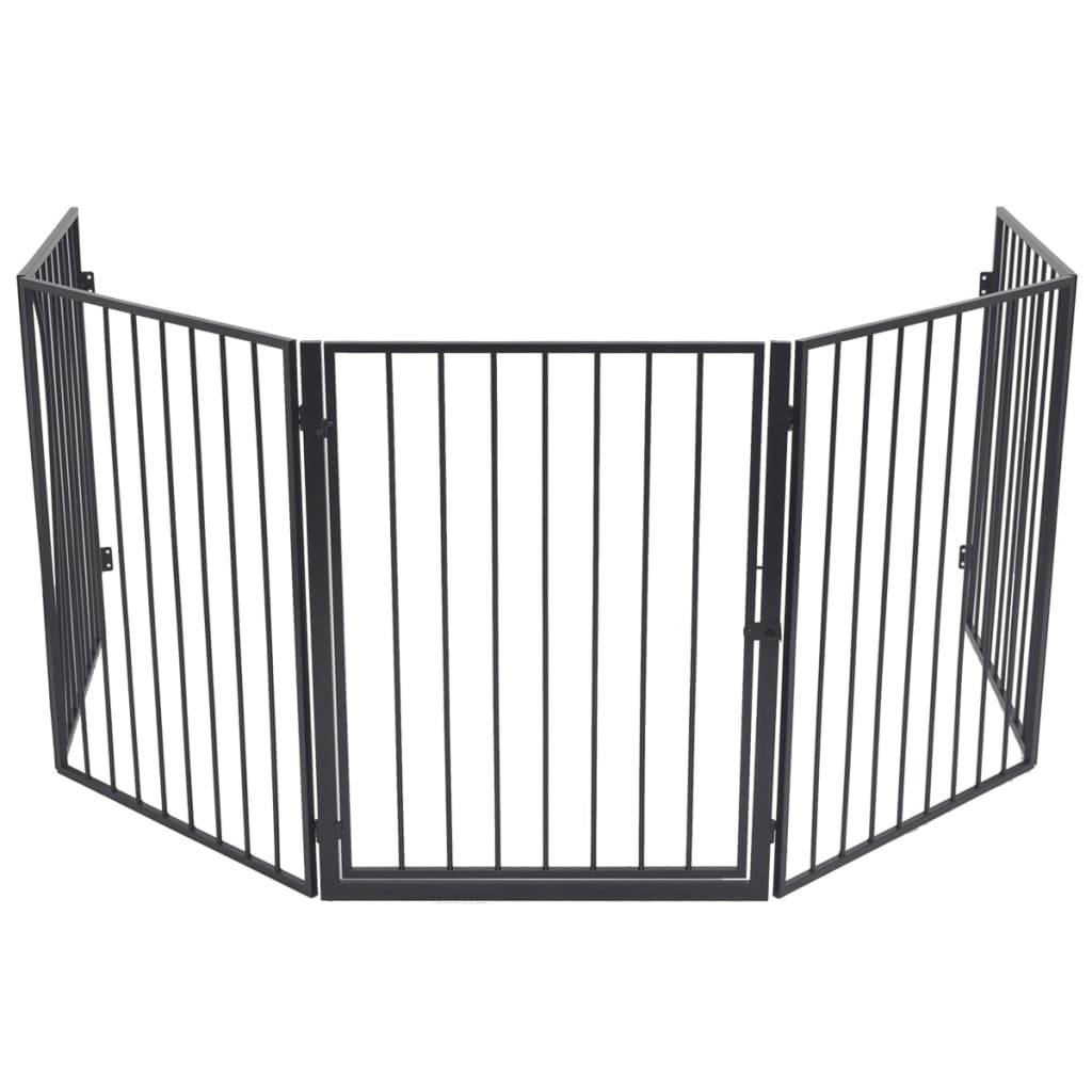 ComfortXL - Clôture de protection pour cheminée Acier Noir Barrière sécurité animaux avec porte - ComfortXL Outdoor Living